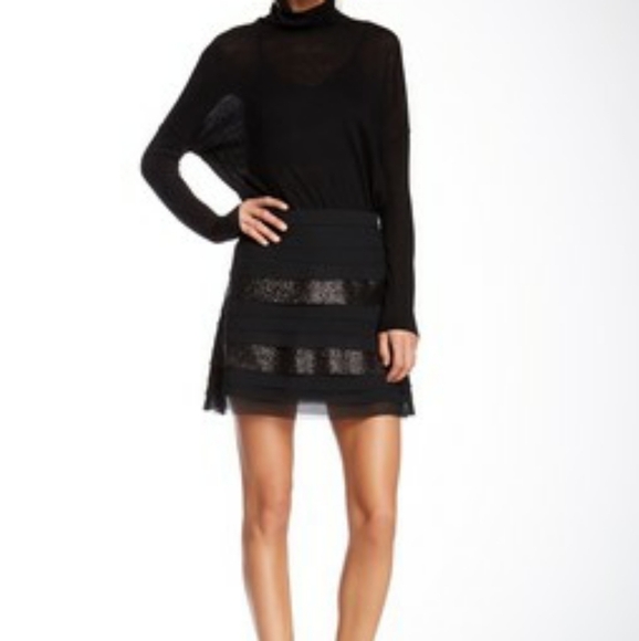 BCBGeneration Sequin Tiered Mini Skirt Black - Picture 2 of 9